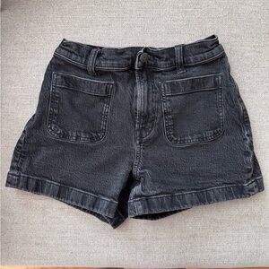Madewell Black Patch Pocket High-Waisted Denim Shorts